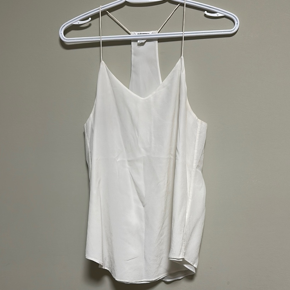 Club Monaco White Asymmetrical Backless Camisole